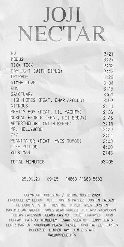 joji nectar bill style poster